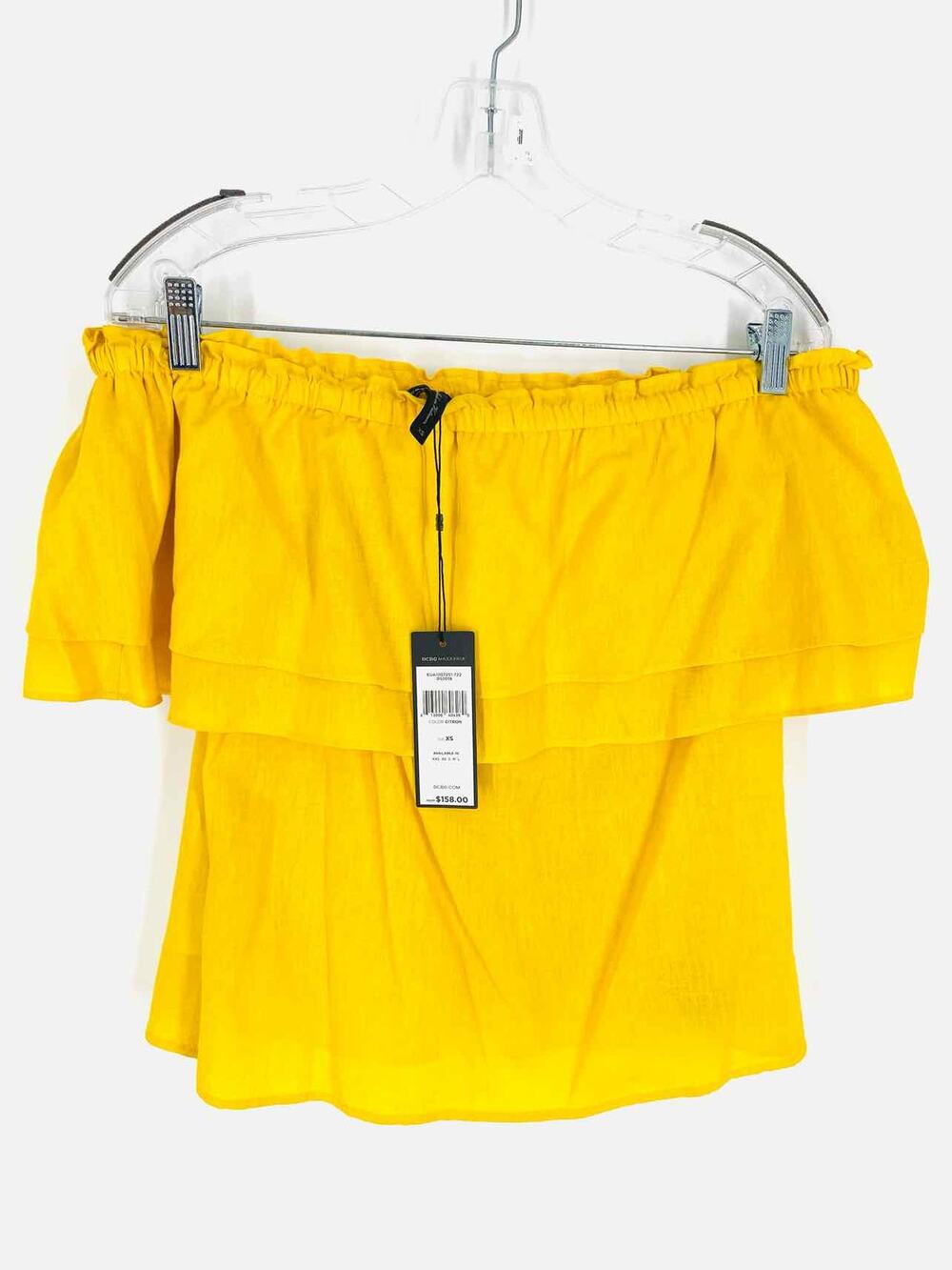 BCBGMaxazria Size XS Goldenrod Off the Shoulder Linen Blend NEW Top-Sleeveless